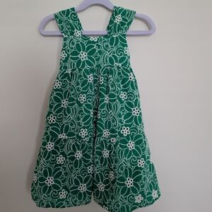 Nani Kids Dress in Green with White Floral Pattern Size 4